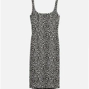 Banana Republic Retro Style Zebra Print Bodycon Dress | Black White | Size 8